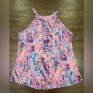 Colorful Floral Sleeveless Top Size Large